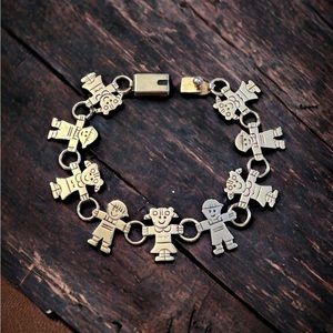 Vintage 925 sterling silver boy girl fancy link bracelet children